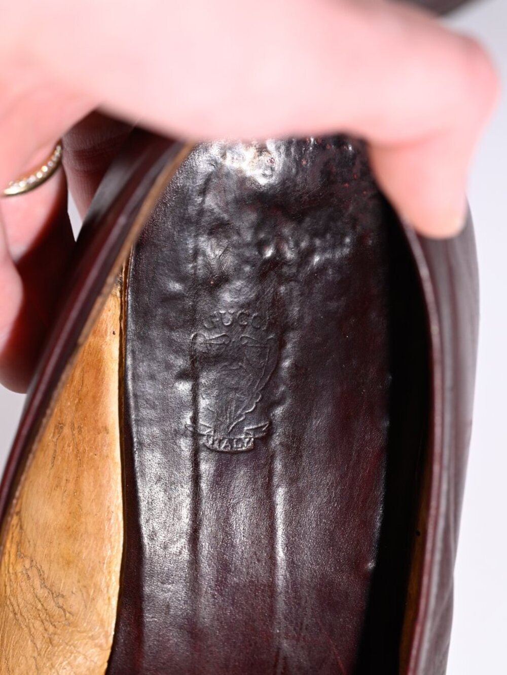 Vintage Gucci burgundy leather horsebit low-heel pumps with box size 7.5 - Picture 3 of 14